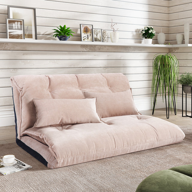Orisfur. Lazy Sofa Adjustable Folding Futon Sofa Video Gaming Sofa with Two Pillows
