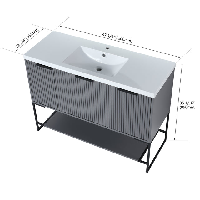 48 Inch Freestanding Bathroom Vanity With Resin Basin,48x18-BVA01148RG