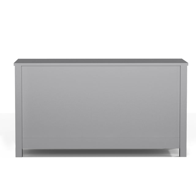 Kids Wooden Toy Box Storage with Safety Hinged Lid for Ages 3+ (Gray)