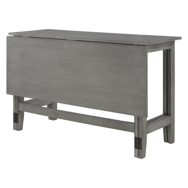 TOPMAX Farmhouse Wood Extendable Dining Table with Drop Leaf for Small Places, Gray