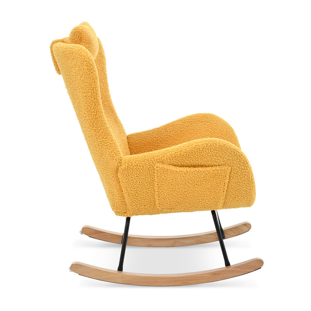 Rocking Chair - with rubber leg and cashmere fabric, suitable for living room and bedroom