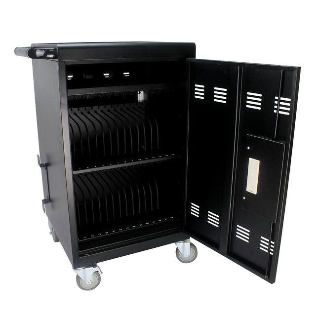 Mobile Charging Cart and Cabinet for Tablets Laptops 30-Device With Combination Lock(Black))