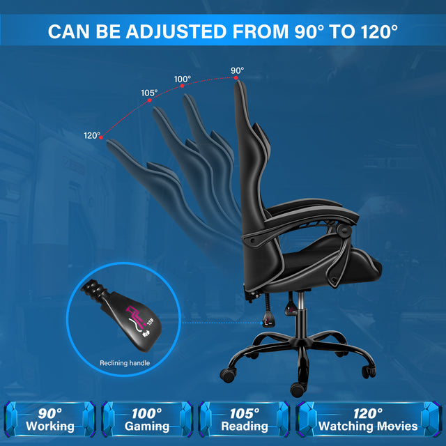 YSSOA Racing Video Backrest and Seat Height Recliner Gaming Office High Back Computer Ergonomic Adjustable Swivel Chair, Without footrest, Black/Grey