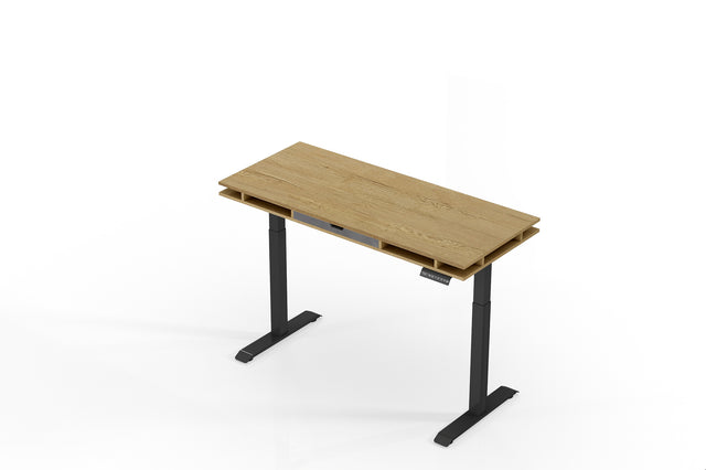 Tobacco Wood Lift table, Electrical Adjustable Table for Office or Home Work, Black