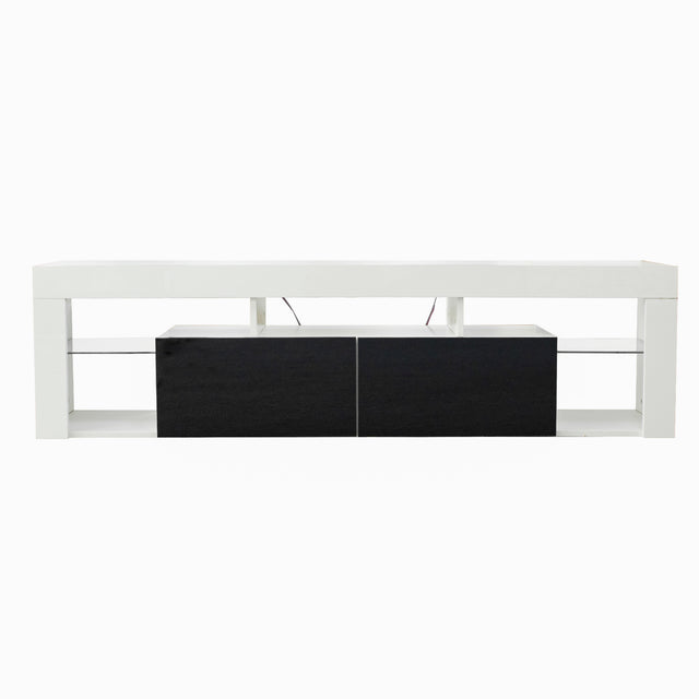FURNITURE & TV Stand 160 LED Wall Mounted Floating 63" TV Stand (White/Black)