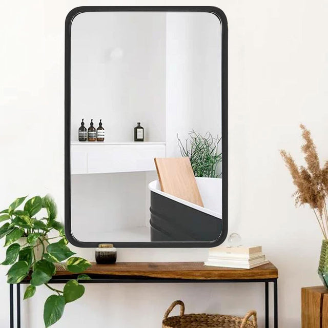 Black 24 "x36" Metal Rectangular Bathroom Wall Mirror