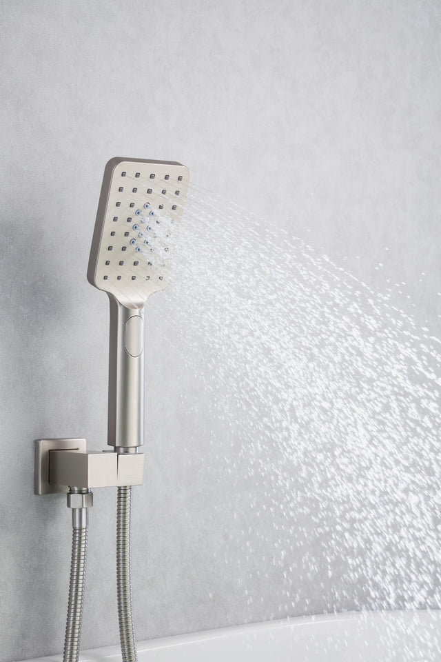 Waterfall Tub Faucet Wall Mount Roman Tub Filler Chrome Single Handle Brass Bathroom Bathtub Faucet with Hand Shower