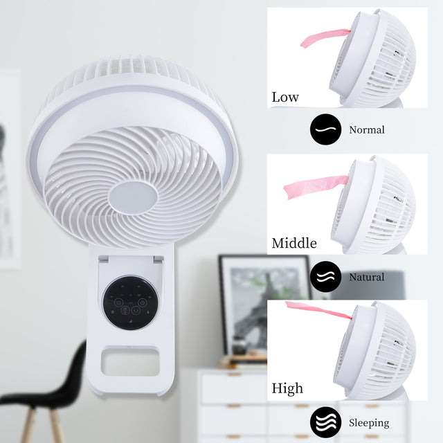 Simple Deluxe 7 inch Wall Mount Fan, 3 Speeds & 3 Modes, 15 Hours Timer, 60° Oscillating Circulating Fan, with Remote Control, Air Circulation Fan for Indoor Use, White