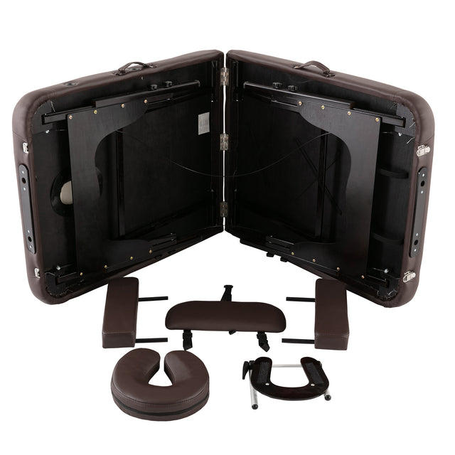 HengMing  Portable Massage table 29 Inchs Wide PU  leather,2 Section Wooden Adjustable Folding Massage Bed With Carrying Case