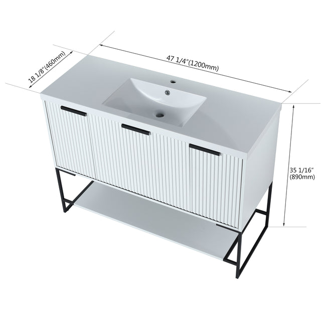 48 Inch Freestanding Bathroom Vanity With Resin Basin,48x18-BVA01148WH