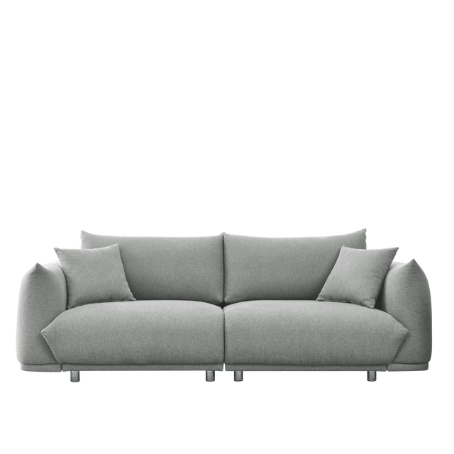 90.5'' Modern Couch for Living Room Sofa,Solid Wood Frame and Stable Metal Legs, 2 Pillows, Sofa Furniture for Apartment