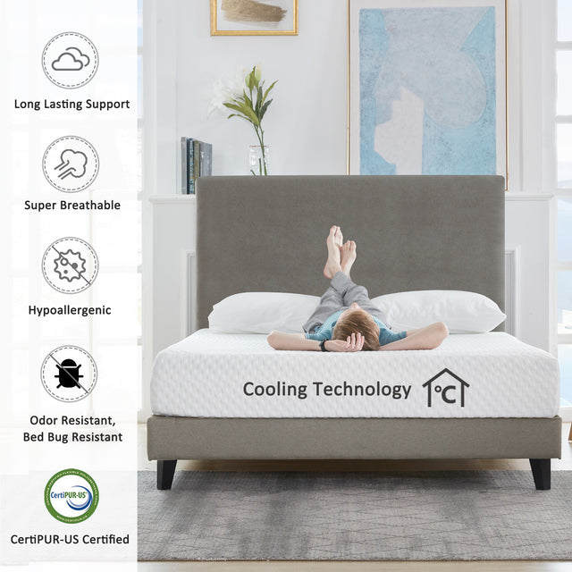 10 Inches Gel Memory Foam Mattress(Twin) -Medium, Made in US