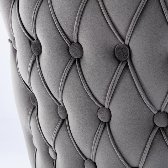 A&A Furniture,Upholstered Wing-Back Dining Chair with Backstitching Nailhead Trim and Solid Wood Legs,Set of 2, Gray,8809GY, KD