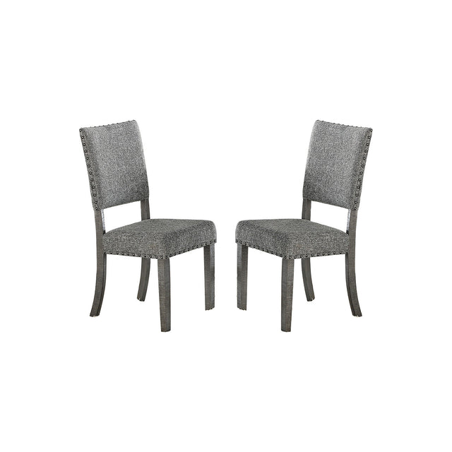 Set of 2 Upholstered Fabric Dining Chairs, Grey