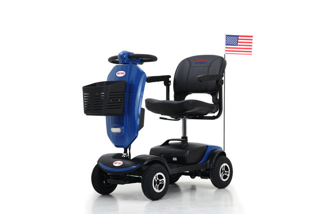 W429S00033 PATRIOT BLUE Outdoor compact mobility scooter with windshield