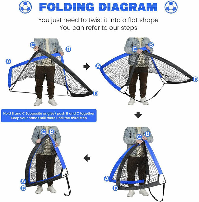 Simple Deluxe 4‘x3’ Portable Soccer Goal, Pop Up Folding Soccer Net Comes with 2 Oxford Cloth Bags and 8 Stakes, Great for Training for Backyard