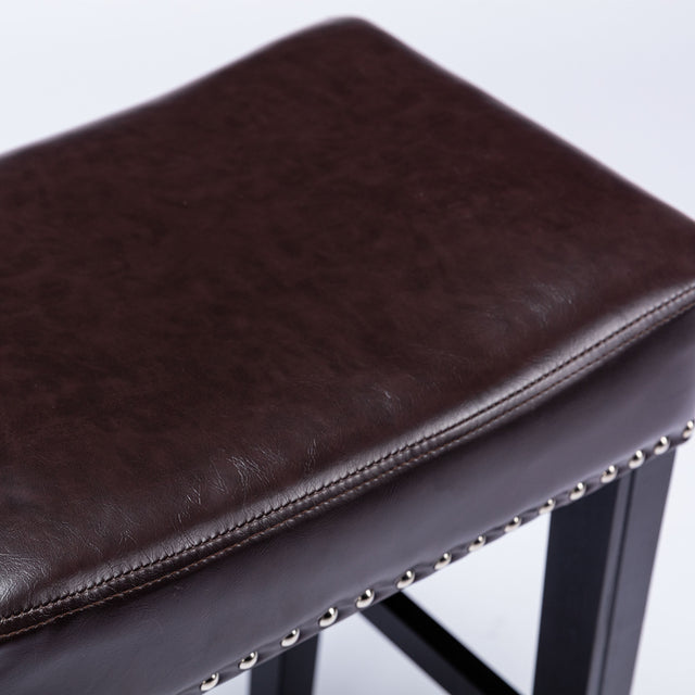 A&A Furniture,Counter Height 29" Bar Stools for Kitchen Counter Backless Faux Leather Stools Farmhouse Island Chairs (29 Inch, Brown, Set of 2)