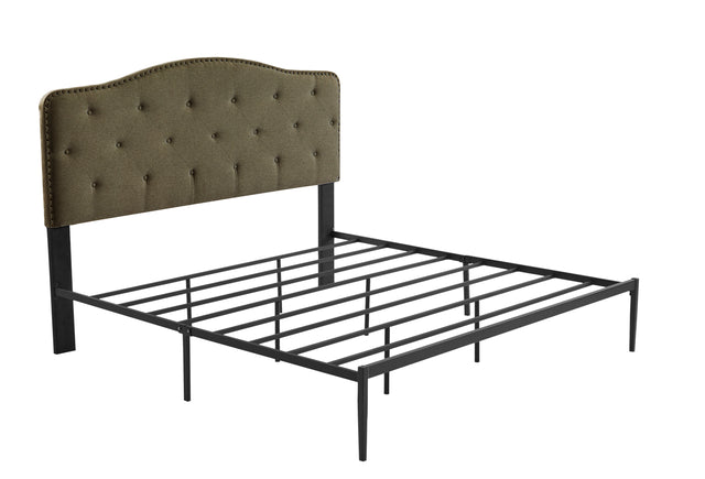 B113 King bed, Beautiful headboard with buttons Strong iron frame with high temperature paint