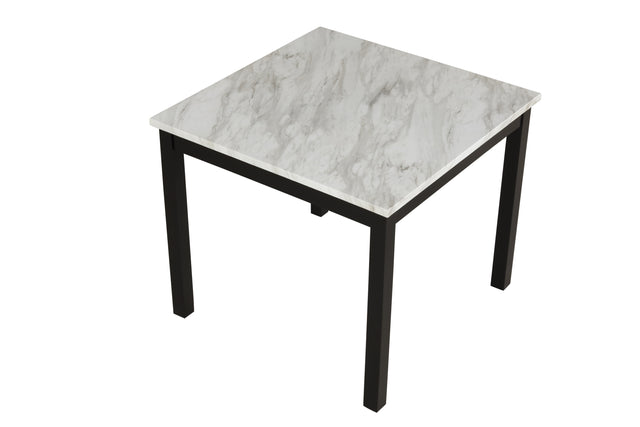 5-piece Counter Height Dining Table Set with One Faux Marble Dining Table and Four Upholstered-Seat Chairs,for Kitchen and Living room ,Table : 42" L x42" Wx36"H,Chair: 18.5" Lx23.2" Dx39.8" H,Black