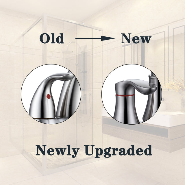 2-Handle 4-Inch Brushed Nickel Bathroom Faucet, Bathroom Vanity Sink Faucets with Pop-up Drain and Supply Hoses