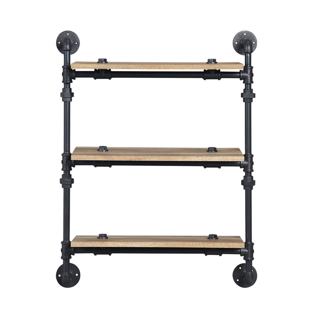 ACME Brantley Wall Rack w/3 Shelves in Oak & Sandy Black Finish AC00736