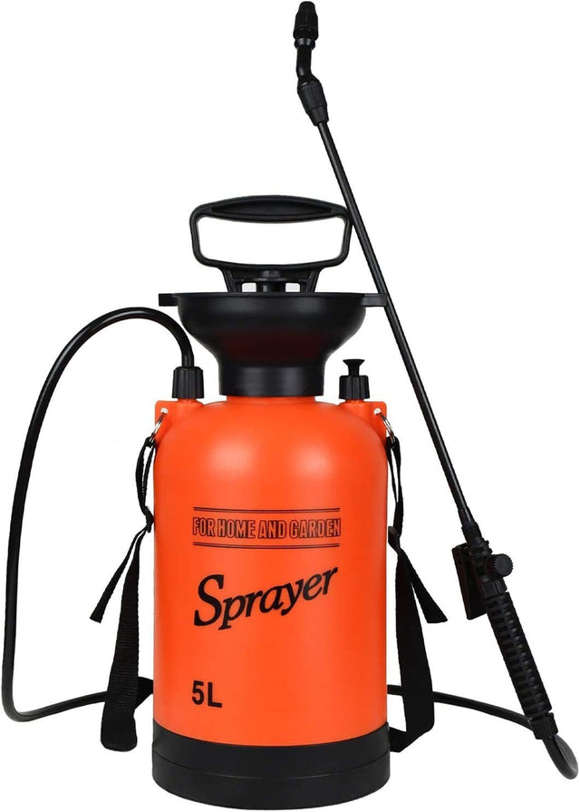 iPower 1.35 Gallon Lawn Garden Pump Sprayer with 2 Different Spray Patterns, Adjustable Shoulder Strap Pressure Relief Valve, Multi-Purpose for Yard, Weed, Plant, 1.35gallon