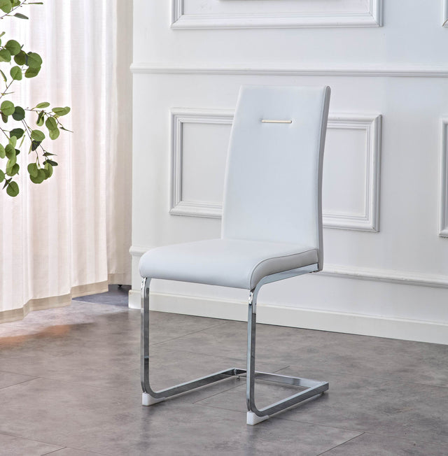 Modern Dining Chairs, PU Faux Leather High Back Upholstered Side Chair ,for Dining Room Kitchen Vanity Patio Club Guest Office Chair (Set of 2) (White+PU Leather)