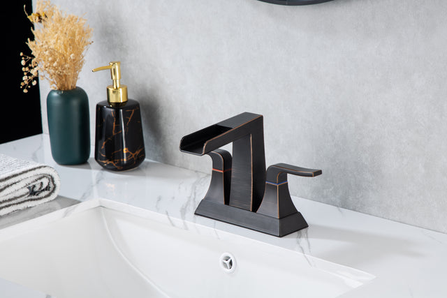 2-Handle Lavatory Faucet Brushed Nickel Bathroom Sink Faucet with Metal Pop-up Drain and Faucet Supply Lines