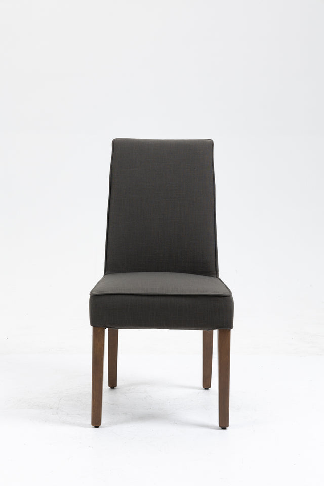 Cover Removable Interchangeable and Washable Gray Linen Upholstered Parsons Chair with Solid Wood Legs 2 PCS
