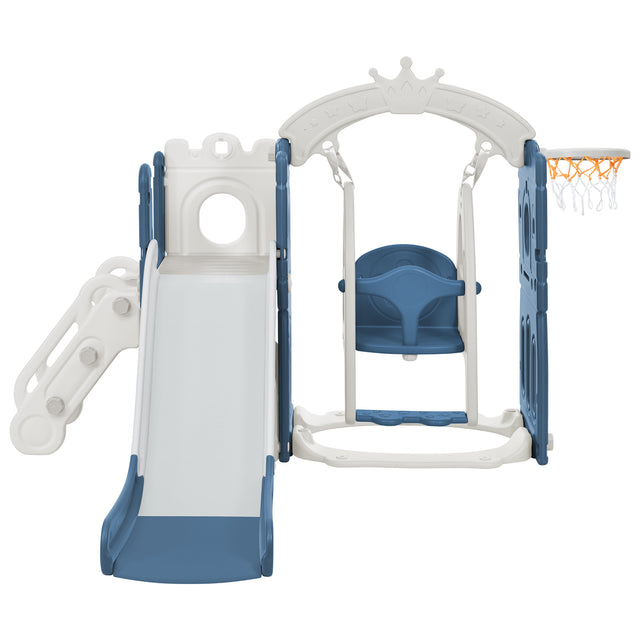 Toddler Slide and Swing Set 5 in 1, Kids Playground Climber Slide Playset with Basketball Hoop Freestanding Combination for Babies Indoor & Outdoor
