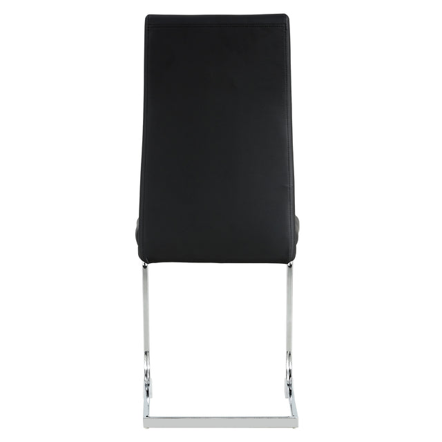 Modern Dining Chairs, PU Faux Leather High Back Upholstered Side Chair,for Dining Room Kitchen Vanity Patio Club Guest Office Chair (Set of 4) (Black+PU Leather)