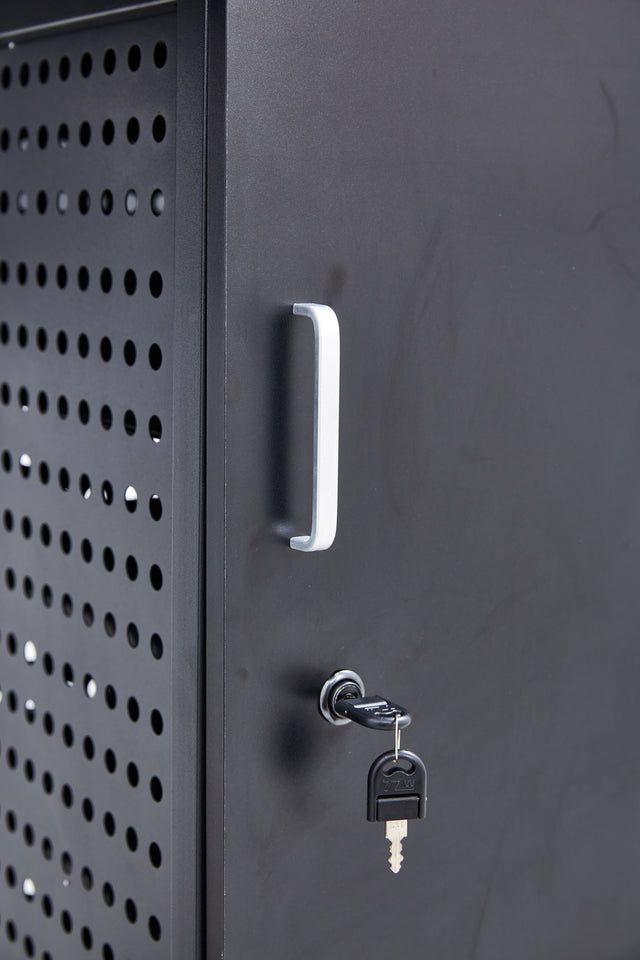 Manicure Table Nail Desk iron single Cabinet, Beauty Spa Salon Workstation w/ Wrist Rest, Lockable Cabinets,LED Lamp,Electric Downdraft Vent, 2 Cabinets, BLACK, 1SETS PER CTN