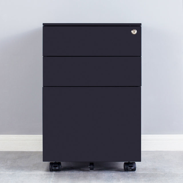 3 Drawer Mobile File Cabinet with Lock Steel File Cabinet for Legal/Letter/A4/F4 Size, Fully Assembled Include Wheels, Home/ Office Design