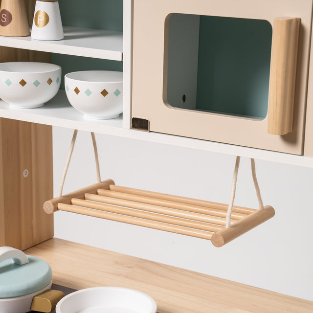 Wooden Kitchen Playset with Washing machine and microwave