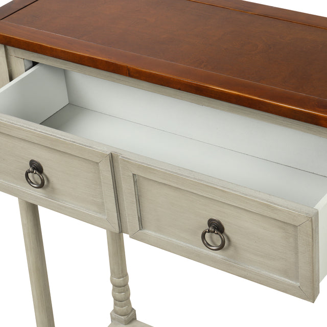 TREXM Console Table Sofa Table with Storage for Entryway with Drawers and Shelf (Antique Grey)