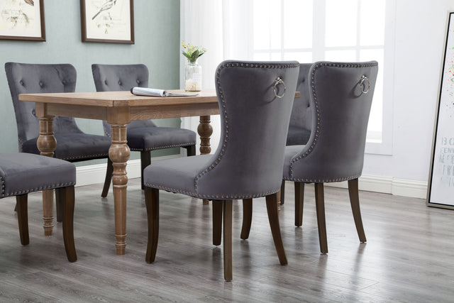 TOPMAX Dining Chair Tufted Armless Chair Upholstered Accent Chair, Set of 6 (Grey)