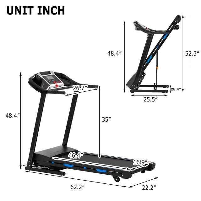 Treadmills for Home, Electric Treadmill with 15% Automatic Incline, Foldable 3.25HP Workout Running Machine Walking, Double Running Board Shock Absorption Pulse Sensor Bluetooth Speaker APP FITSHOW.