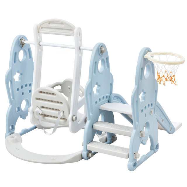 Toddler Slide and Swing Set 3 in 1, Kids Playground Climber Swing Playset with Basketball Hoops Freestanding Combination Indoor & Outdoor