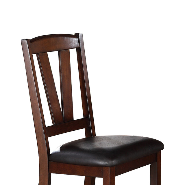 Black PU Upholstered Counter Height Dining Chairs, Dark Walnut, Set of 2