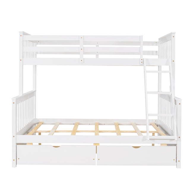 Twin-Over-Full Bunk Bed with Ladders and Two Storage Drawers (White) ( old sku:LT000165AAK)