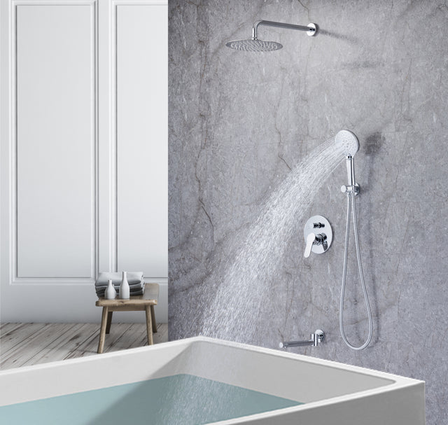 Tub Shower Faucets Sets Complete Bathtub Faucet Set Brushed Nickel Bathtub Shower System with Tub Spout, Bathroom Tub and Shower Faucet Combo Trim Kit with Rough-in Valve