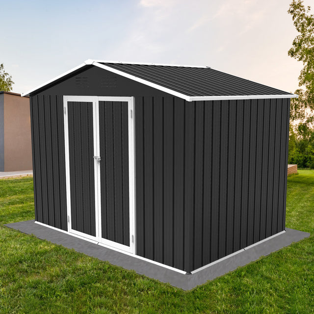 Metal garden sheds 6ftx8ft outdoor storage sheds Dark-grey