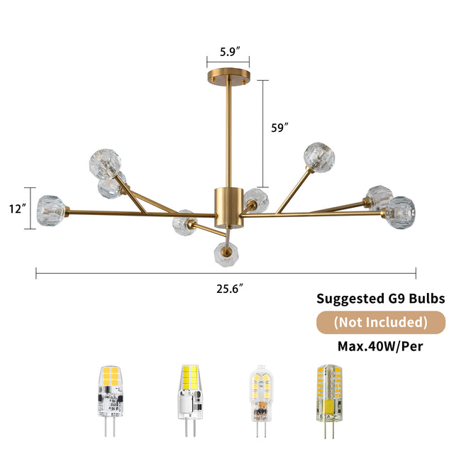 Modern American chandelier golden iron -9 bulb