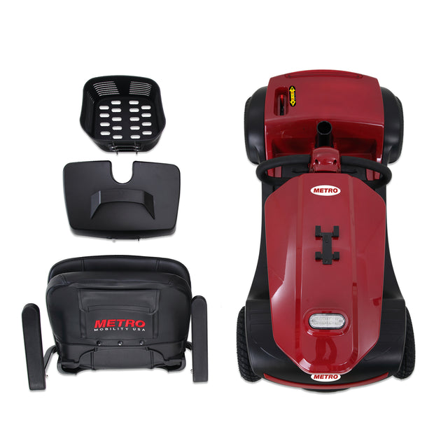 W429S00032 PATRIOT RED Outdoor compact mobility scooter with windshield