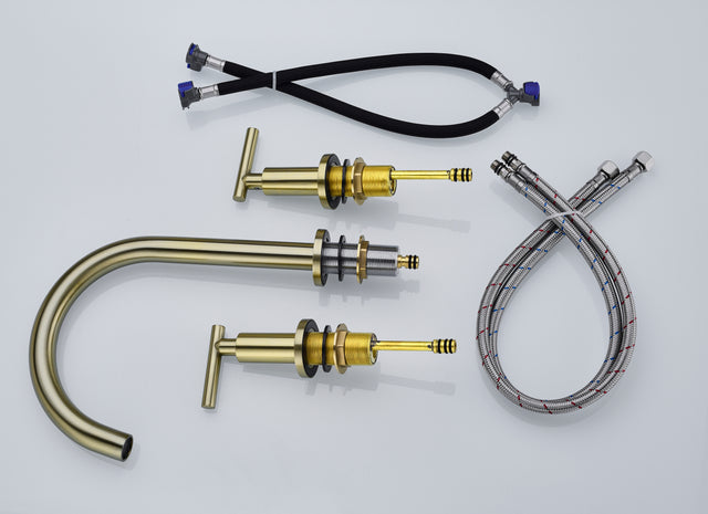 Two Handle High Arc Widespread Bathroom Sink Faucet 3 Hole