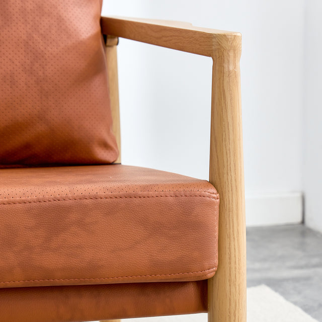 Sofa Chair Set of 2.PU Leather Accent Arm Chair Mid Century Modern Upholstered Armchair with Imitation solid wood color Metal Frame Extra-Thick Padded Backrest and Seat Cushion Sofa Chairs