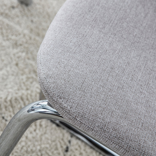 Dining Chairs Set of 4,Spoon shape Modern Style Dining Kitchen Room Upholstered Side Chairs, Accent Chairs with Soft Linen Fabric Cover Cushion Seat and plating Metal Legs Light Grey office chair