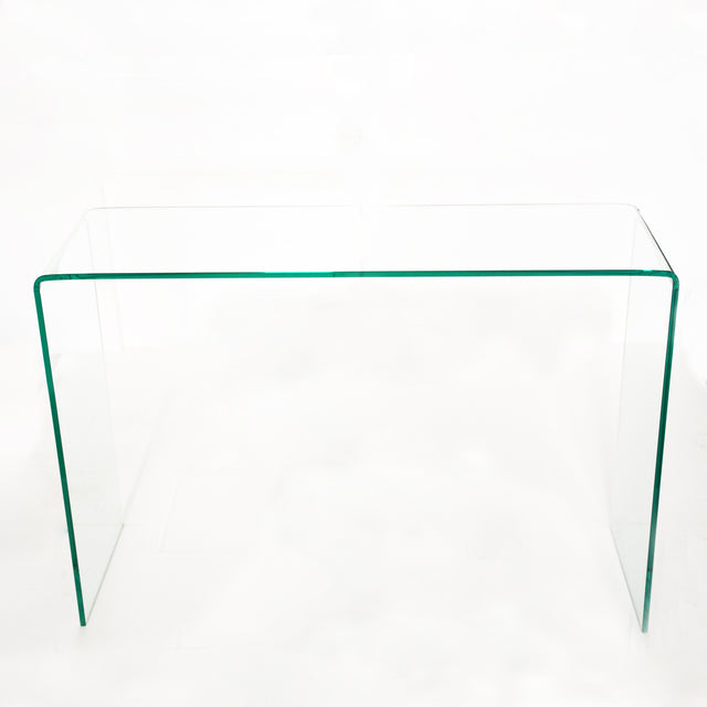 Glass Console Table, Transparent Tempered Glass Console Table with Rounded Edges Desks, Sofa Table