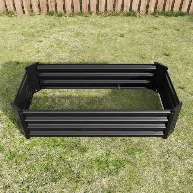 Metal Raised Garden Bed, Rectangle Raised Planter 4×2×1ft for Flowers Plants, Vegetables Herb Veezyo Black