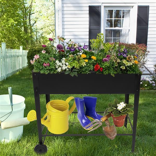 Aveyas Mobile Metal Raised Garden Bed Cart with Legs, Elevated Tall Planter Box with Wheels for Outdoor Indoors House Patio Backyard Vegetables Tomato DIY Herb Grow (Black)